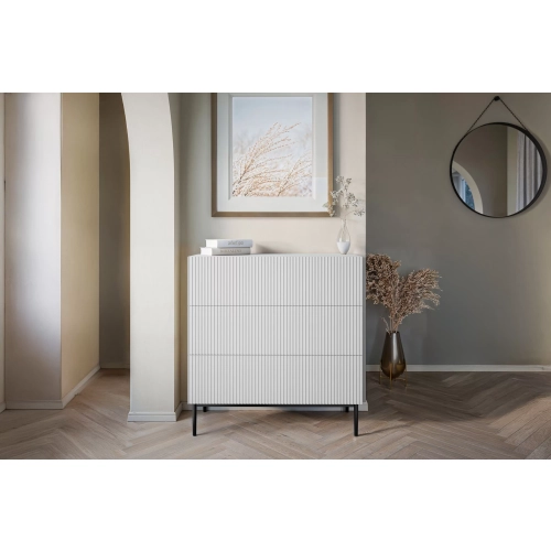 Komoda z szufladami Nicole 100 cm - biały mat / czarne nóżki